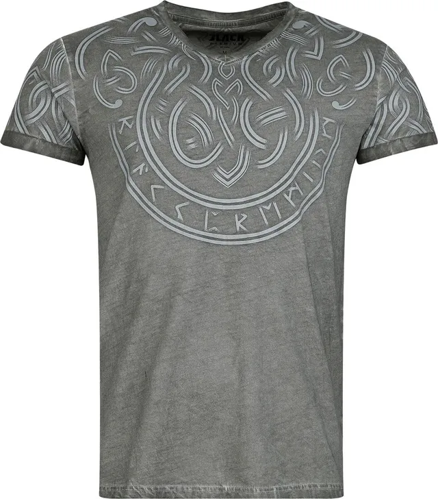 black-premium-herren-t-shirt-grau-v-neck-print image 1