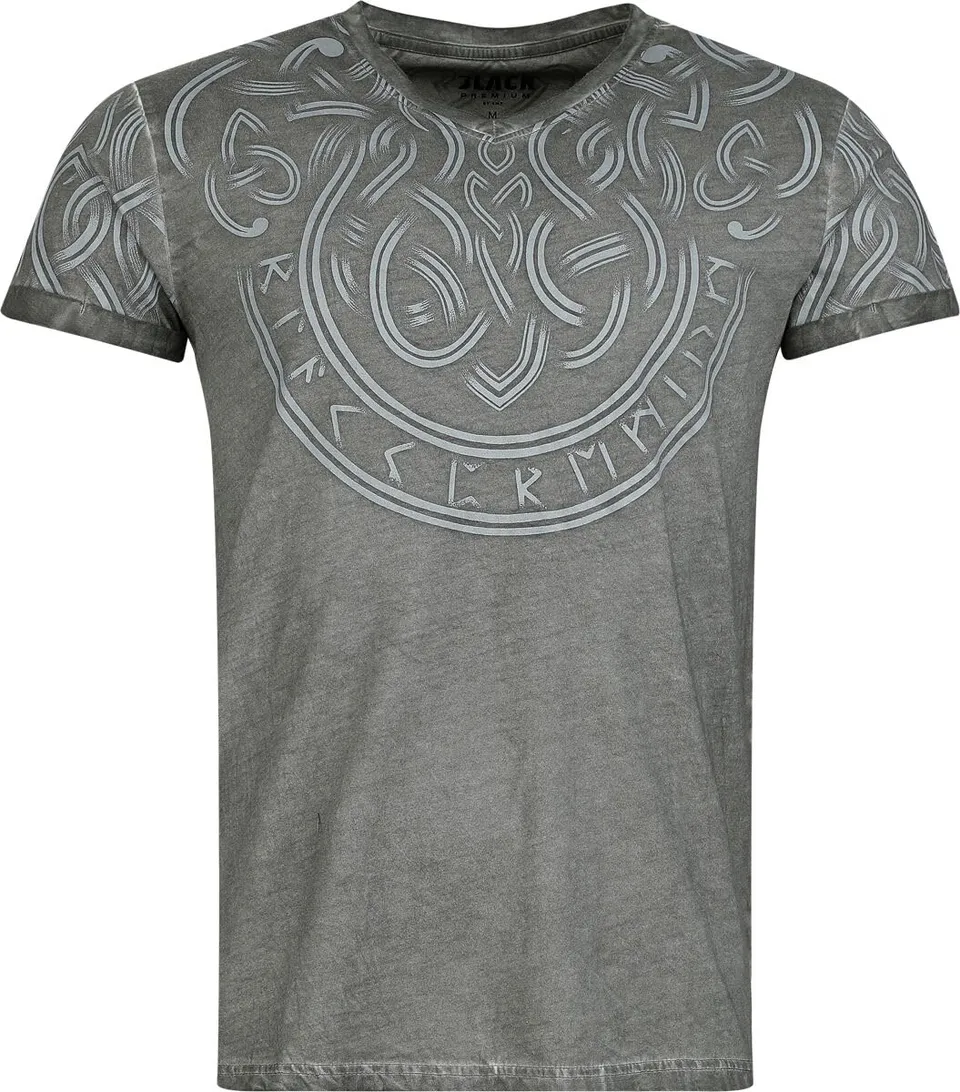 black-premium-herren-t-shirt-grau-v-neck-print image 1
