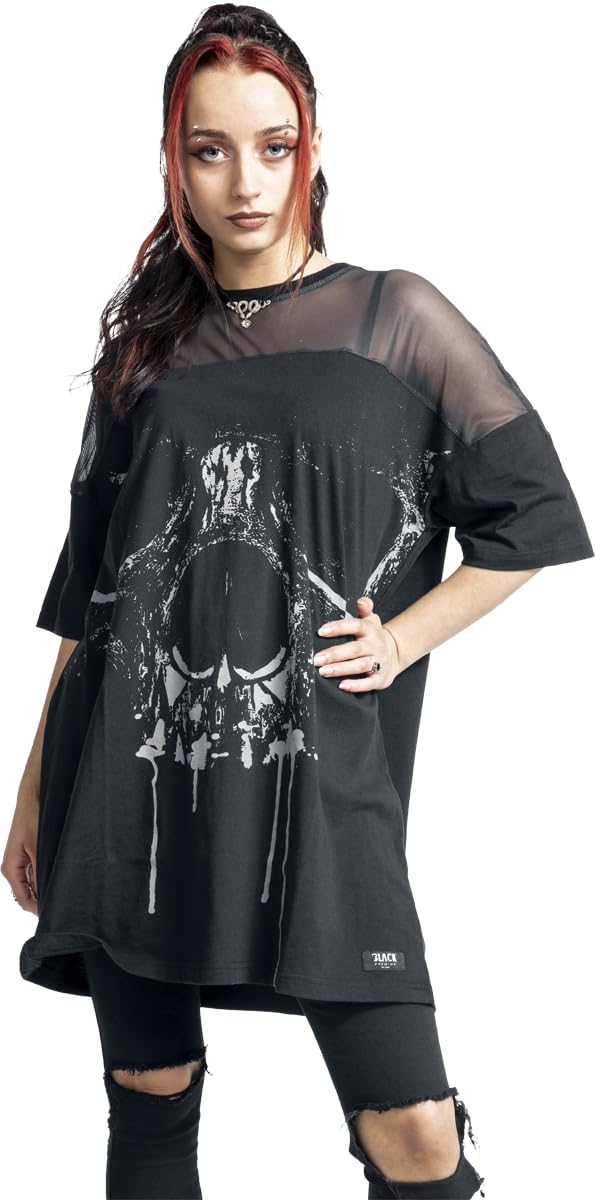 black-premium-by-emp-t-shirt-damen-oversized-mesh-schwarz image 2
