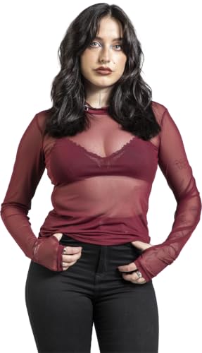 black-premium-by-emp-damen-mesh-langarmshirt-bordeaux-m image 7