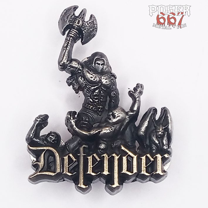 poser667-defender-warrior-3d-pin-metall-antik-silber image 1