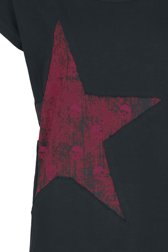 red-by-emp-basic-t-shirt-damen-schwarz-sternchen-print-l image 8