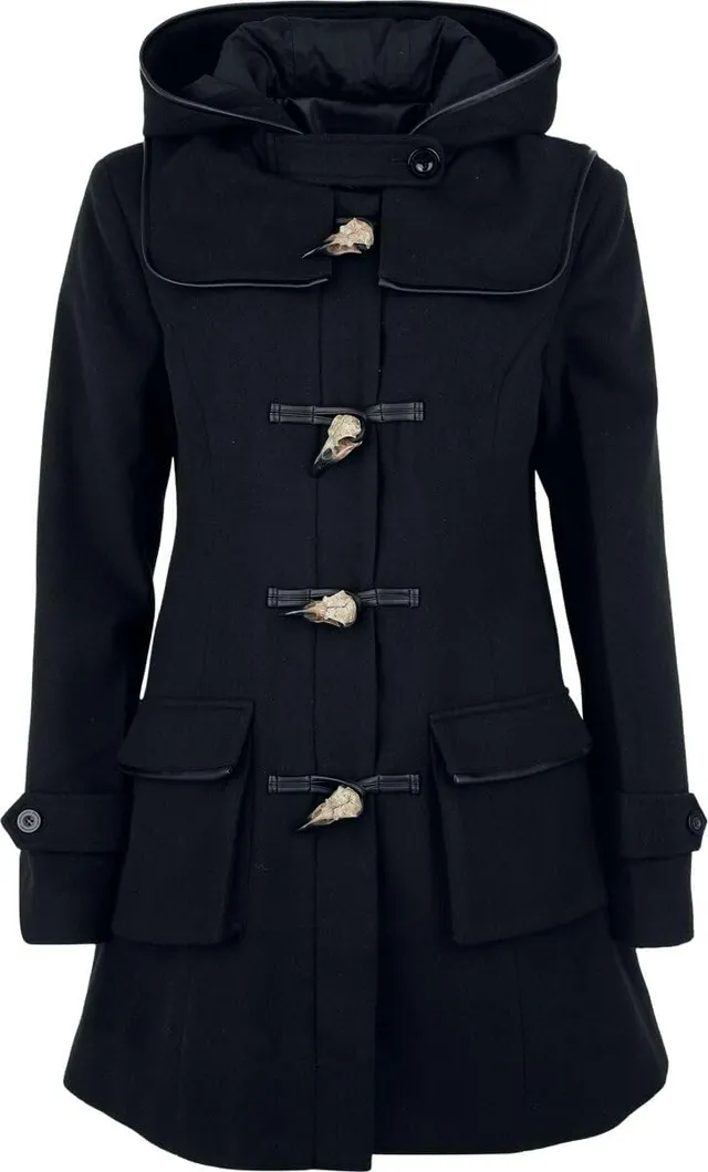 black-premium-by-emp-damen-mantel-schwarz-mit-kapuze-gr-e-m image 1