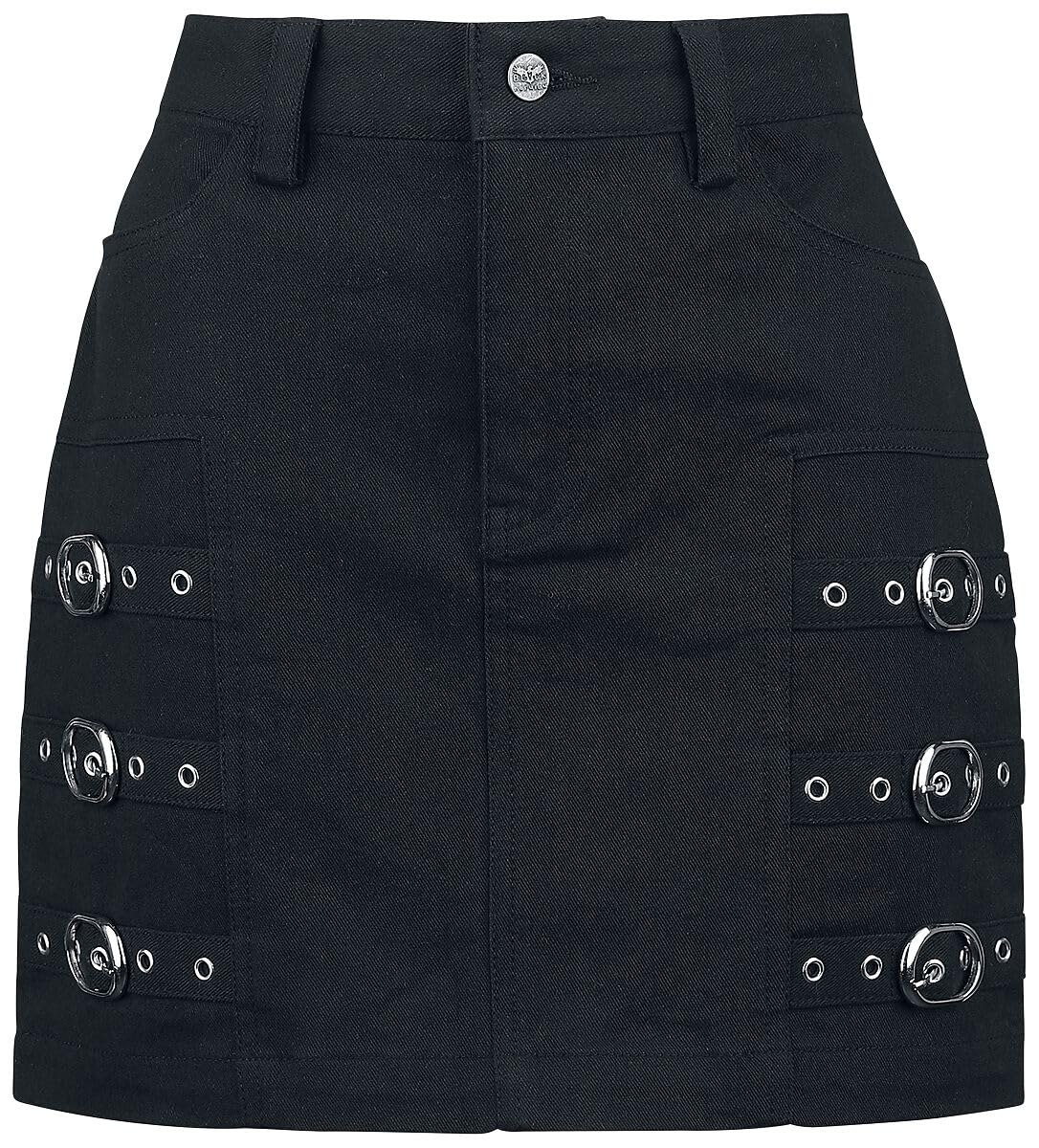black-premium-by-emp-kurzer-schwarzer-rock-mit-schnallen-damen image 1