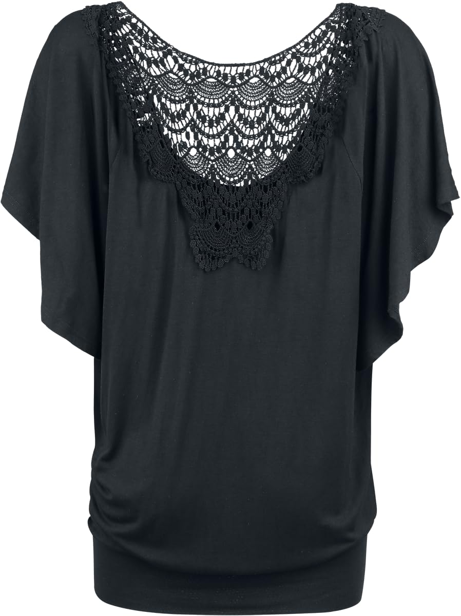 black-premium-by-emp-t-shirt-spitze-damen-schwarz-locker image 2