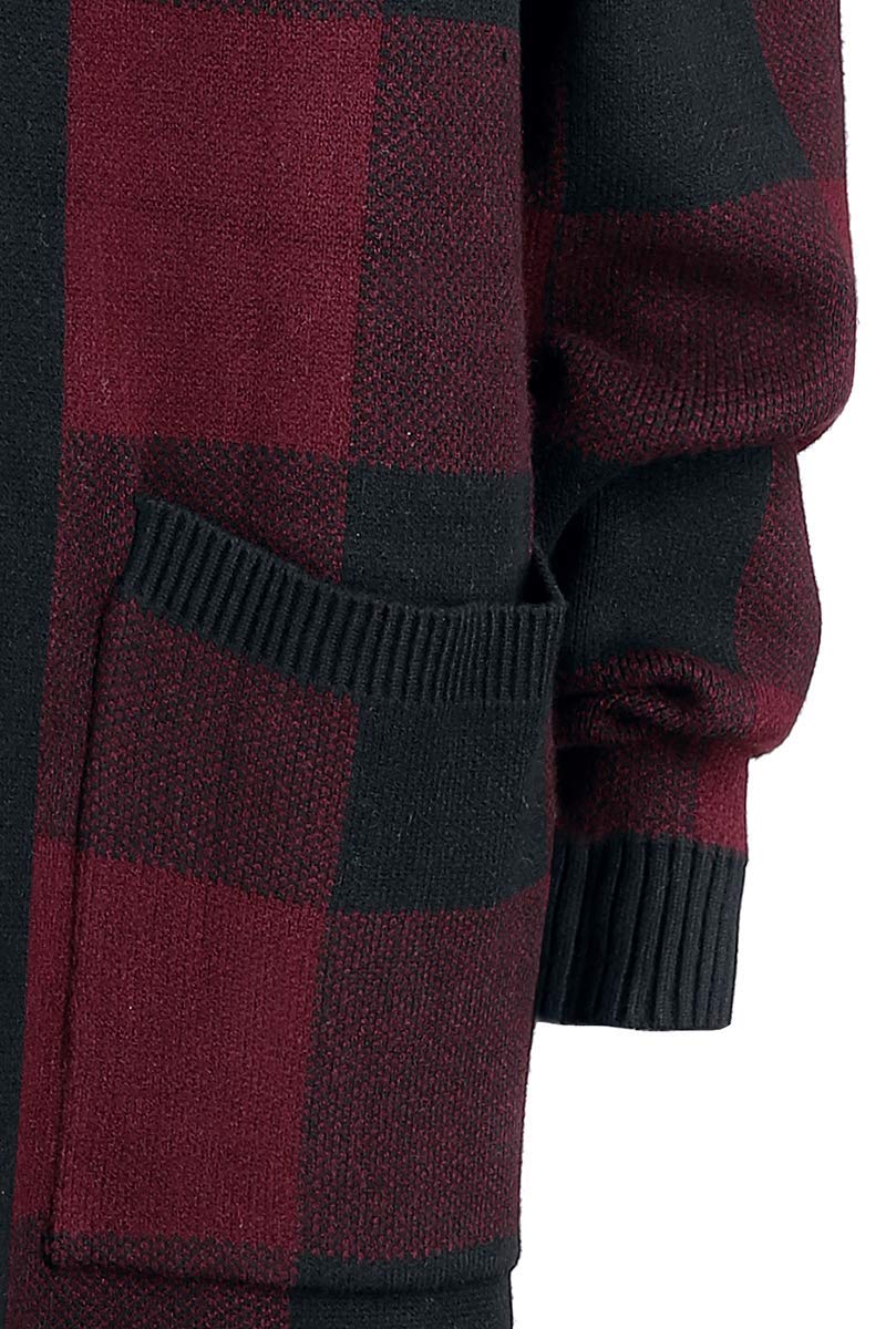 black-premium-cardigan-kariert-kapuze-schwarz-rot-5xl image 3