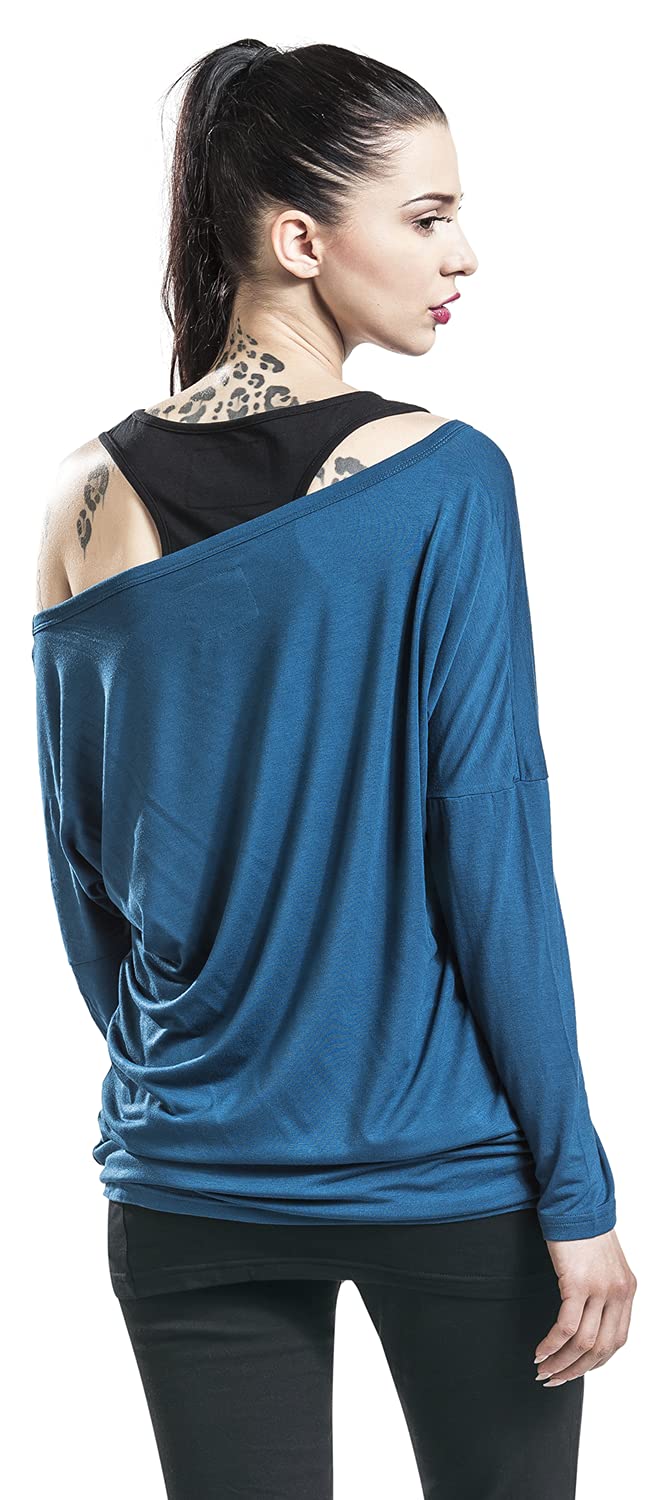 black-premium-by-emp-damen-langarmshirt-schwarz-blau-m-double image 8