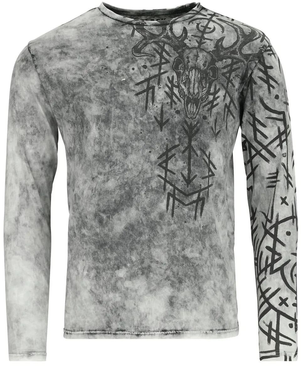black-premium-by-emp-herren-langarmshirt-grau-runen-gr-m image 1
