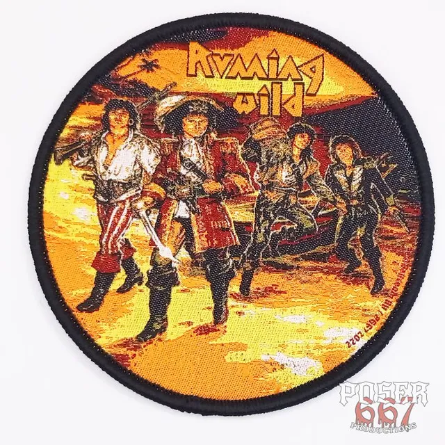 running-wild-under-jolly-roger-patch-aufn-her-rund-9cm-gewebt image 1
