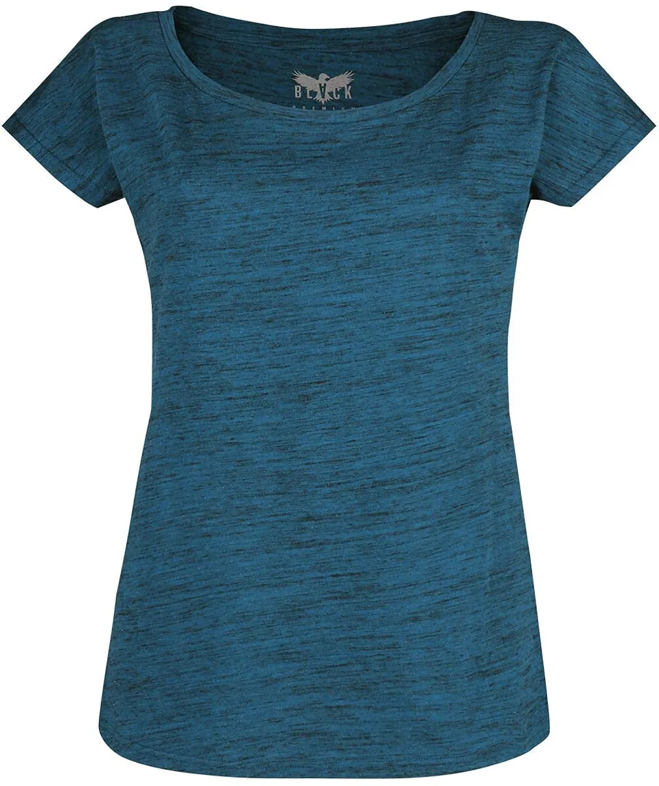 black-premium-by-emp-damen-t-shirt-blau-melange-gr-e-m image 1