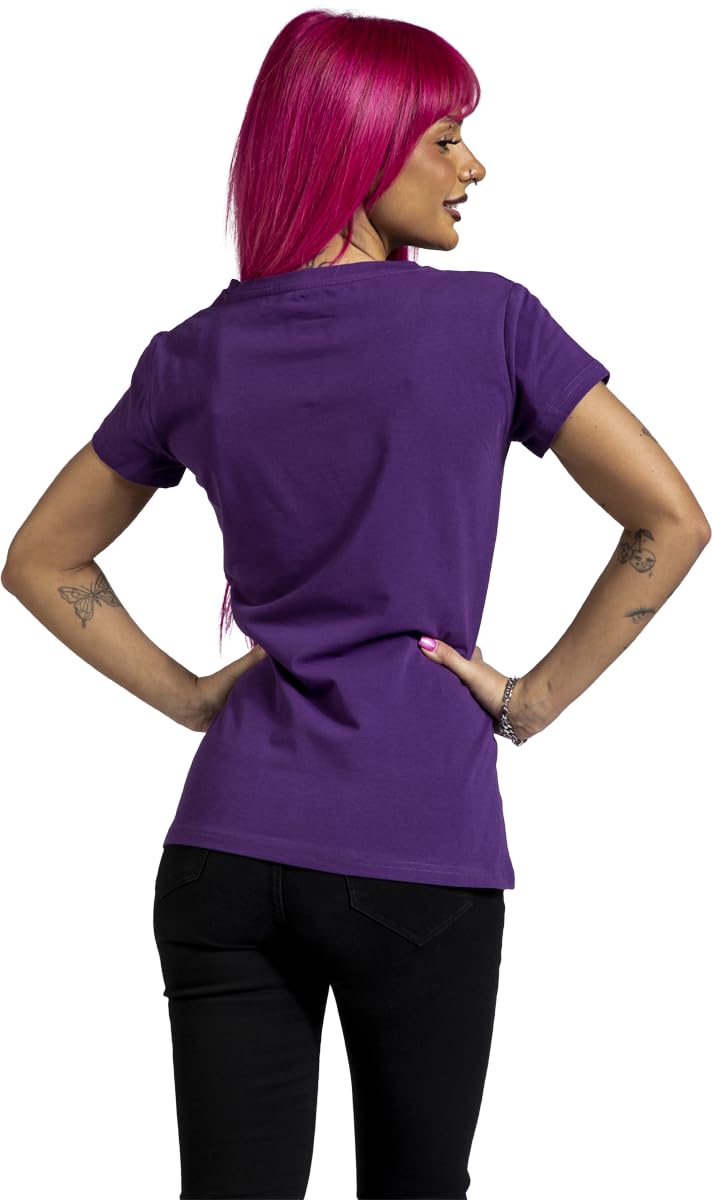 red-by-emp-damen-basic-t-shirt-schwarz-lila-v-ausschnitt image 8