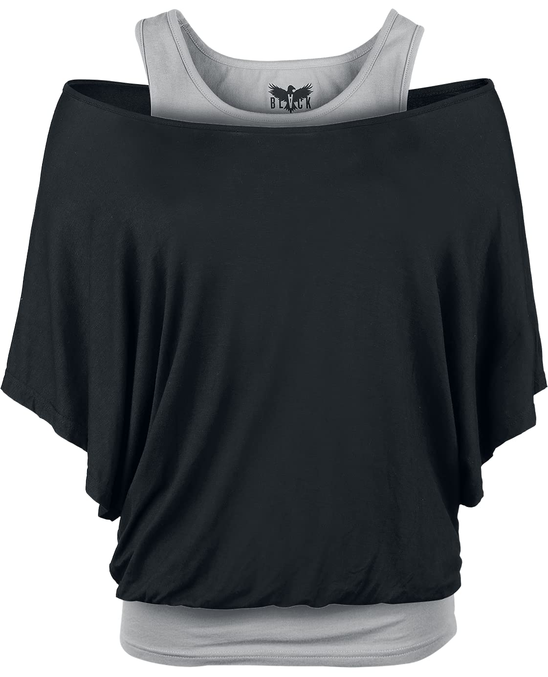 black-premium-by-emp-t-shirt-damen-m-double-layer-grau image 4