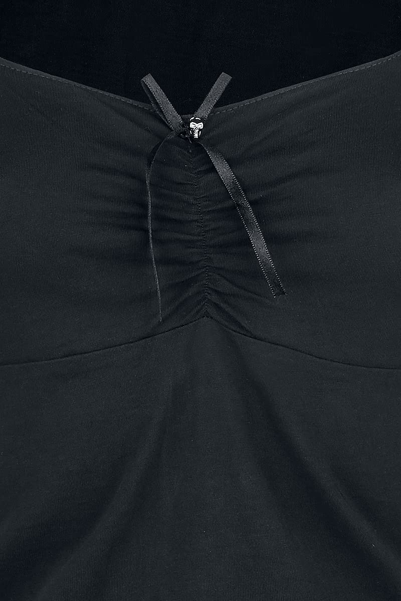 black-premium-by-emp-damen-t-shirt-schwarz-mit-raffungen image 4