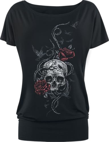 black-premium-t-shirts-t-shirt-schwarz-m-totenkopf-rosen image 4