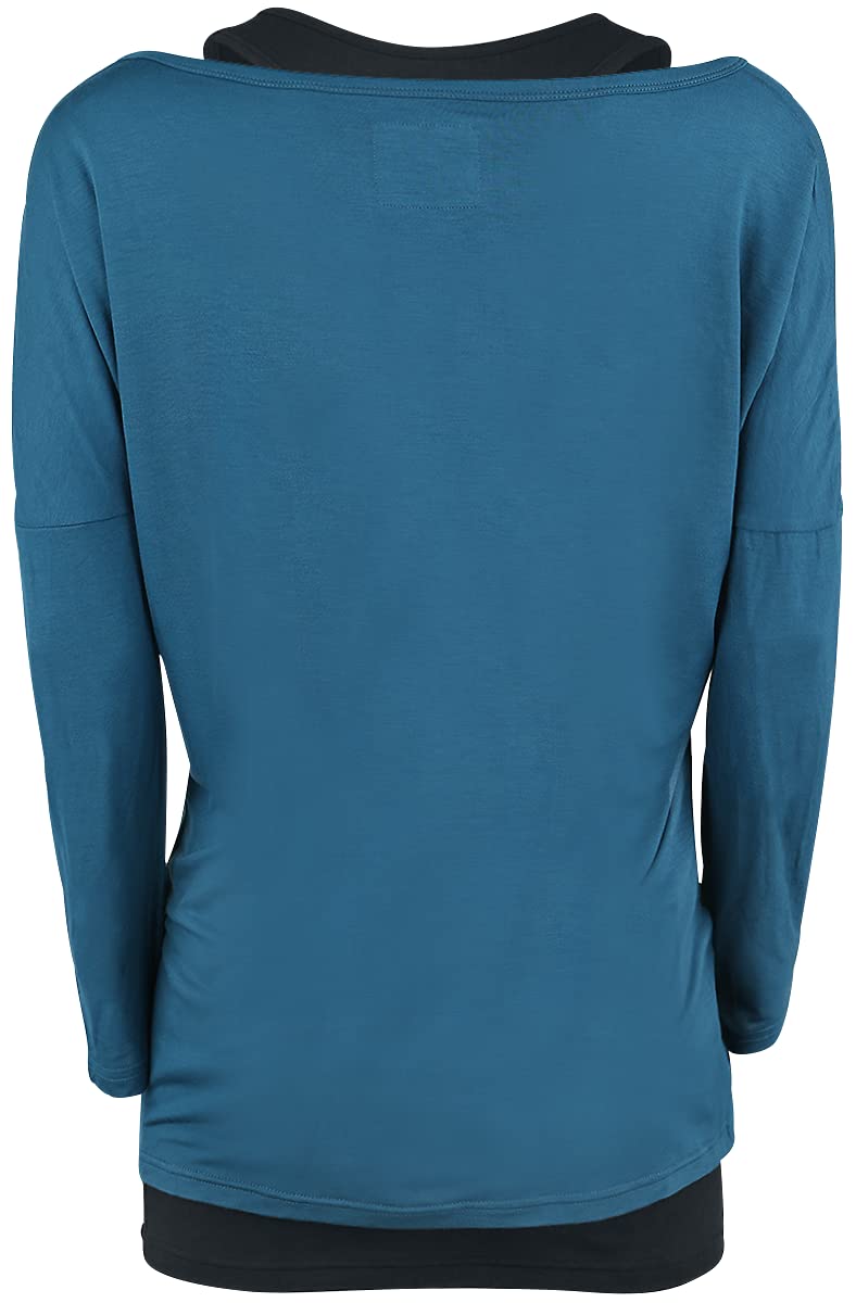 black-premium-by-emp-damen-langarmshirt-schwarz-blau-m-double image 3