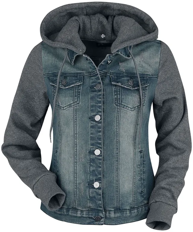 red-by-emp-damen-jeansjacke-blau-grau-abnehmbare-kapuze image 1