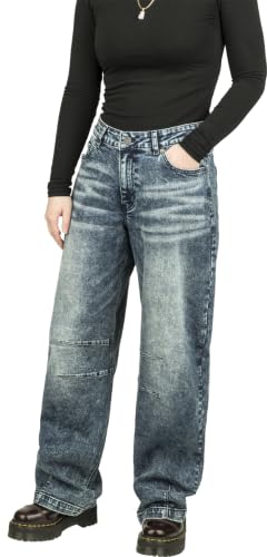 red-by-emp-hosen-damen-jeans-blau-barrel-fit-30w-32l-stickerei image 6