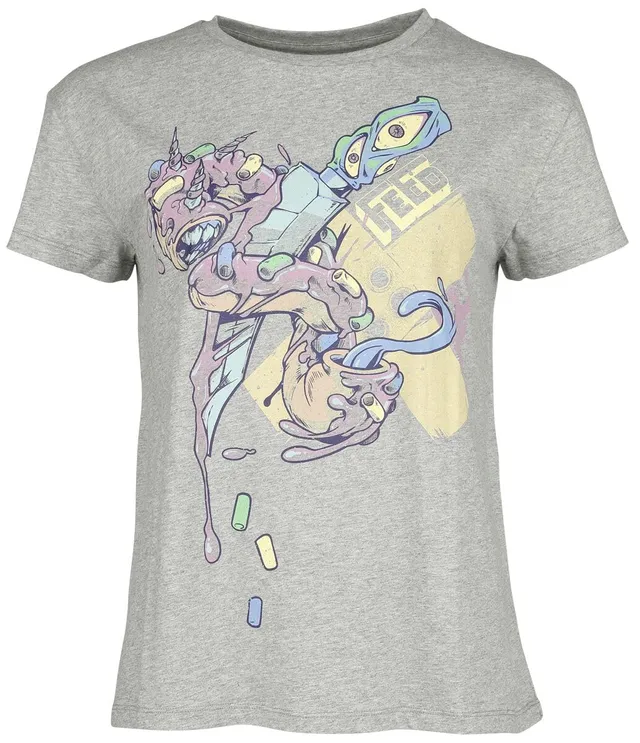 red-by-emp-creepy-donut-dolch-t-shirt-damen-grau image 1