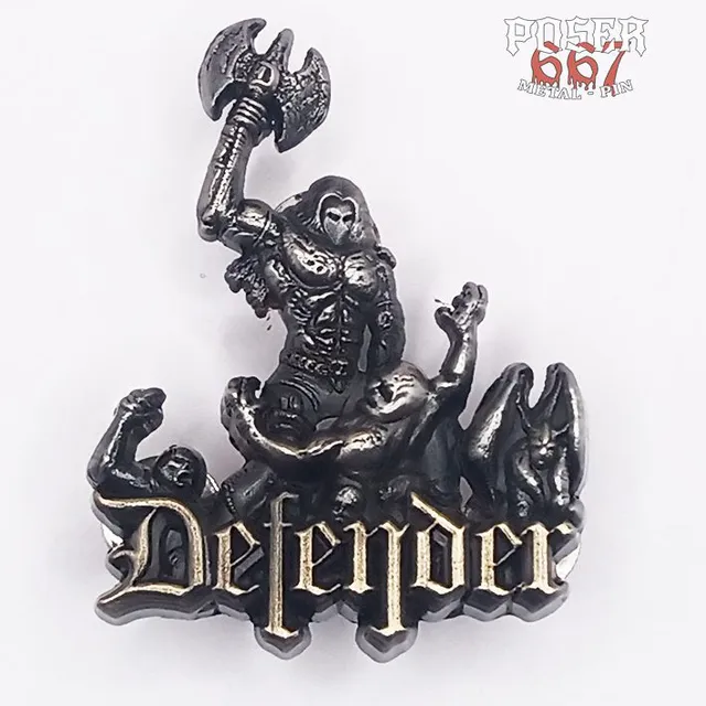 poser667-defender-warrior-3d-pin-metall-antik-silber image 1