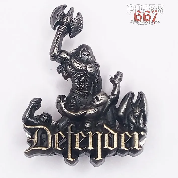 poser667-defender-warrior-3d-pin-metall-antik-silber image 1