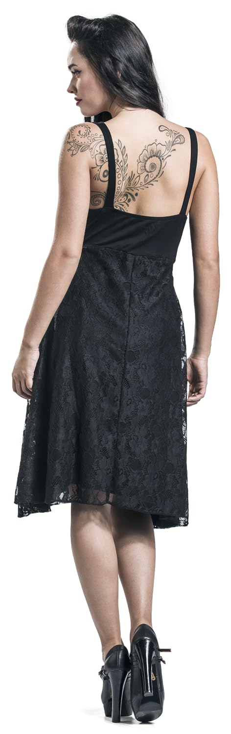 black-premium-by-emp-schwarzes-kleid-mit-spitzenrock-damen-m image 5