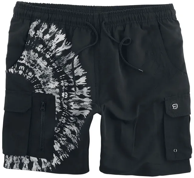red-by-emp-bademode-herren-badeshorts-schwarz-batik-motiv image 1
