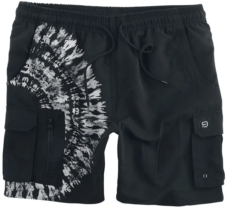 red-by-emp-bademode-herren-badeshorts-schwarz-batik-motiv image 1