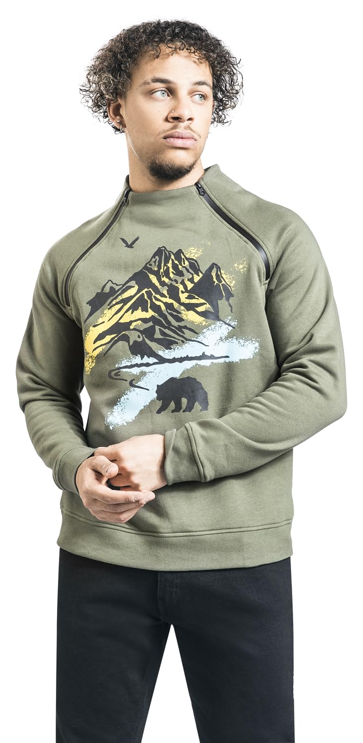 red-by-emp-pullover-herren-sweatshirt-oliv-reissverschluss image 2