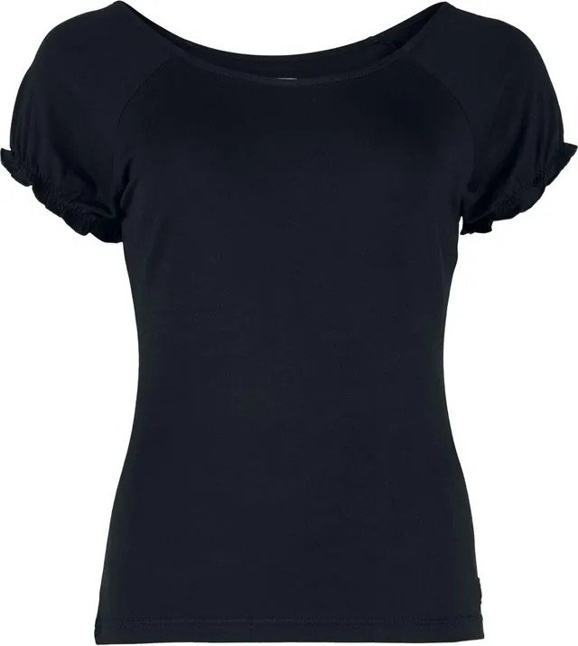 red-by-emp-schwarzes-basic-t-shirt-mit-r-schen-elastisch image 1