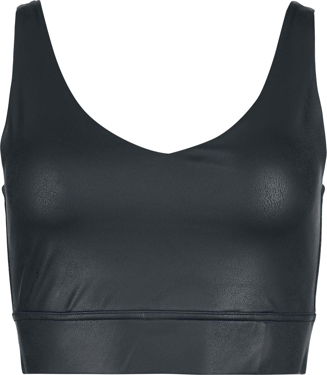 black-premium-essential-faux-leather-cropped-top-schwarz-m image 1