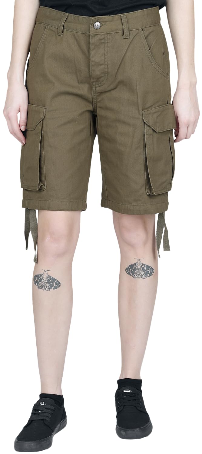 black-premium-by-emp-damen-shorts-olivgr-n-g-rtelschlaufen-gr-m image 2