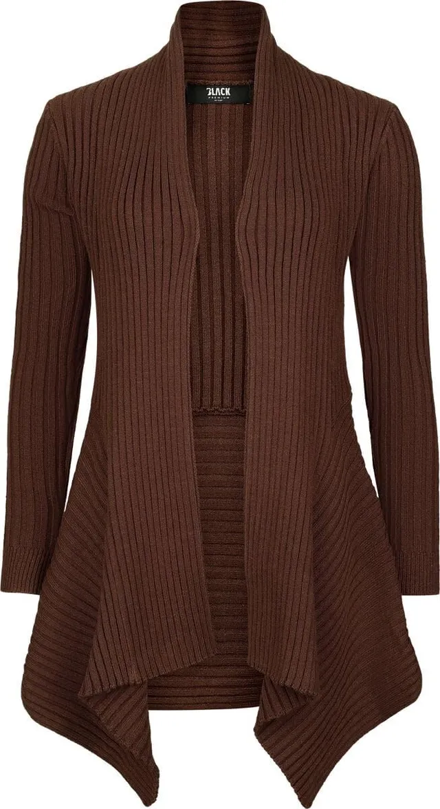 black-premium-by-emp-cardigan-damen-braun-asymmetrisch image 1