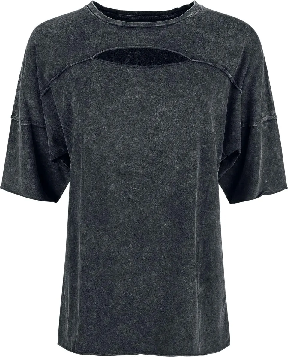black-premium-by-emp-t-shirt-cut-out-dekollet-damen-schwarz-m image 1