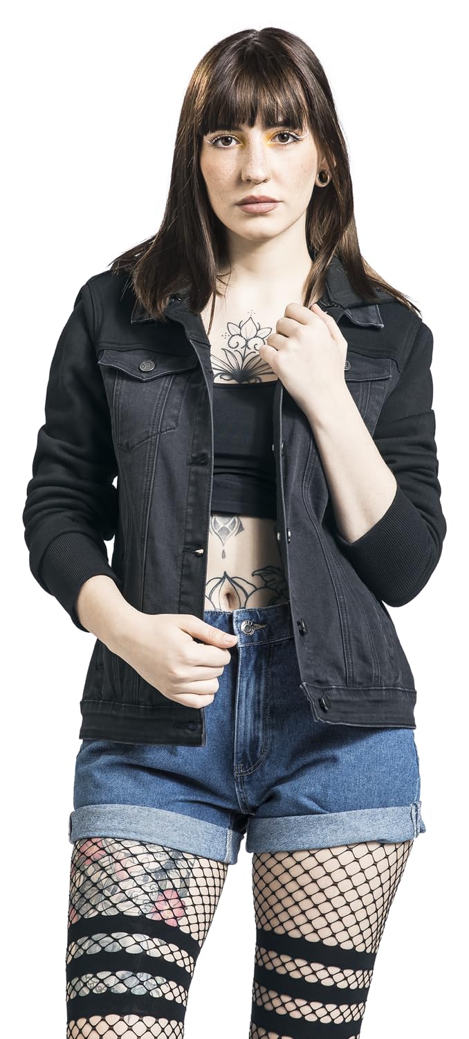 red-by-emp-jeansjacke-damen-schwarz-sweat-rmel-l image 2
