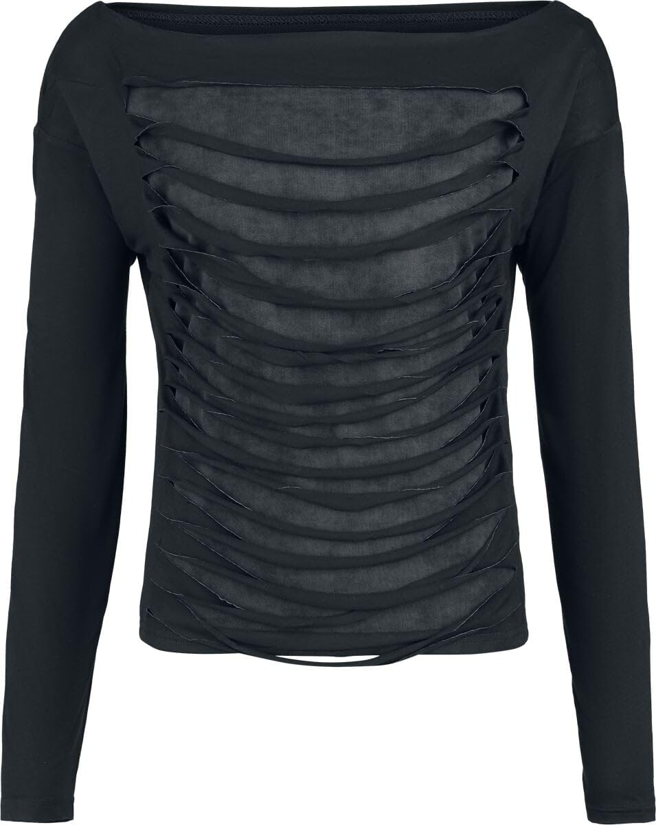 black-premium-by-emp-damen-langarmshirt-schwarz-mesh-gr-e-l image 1