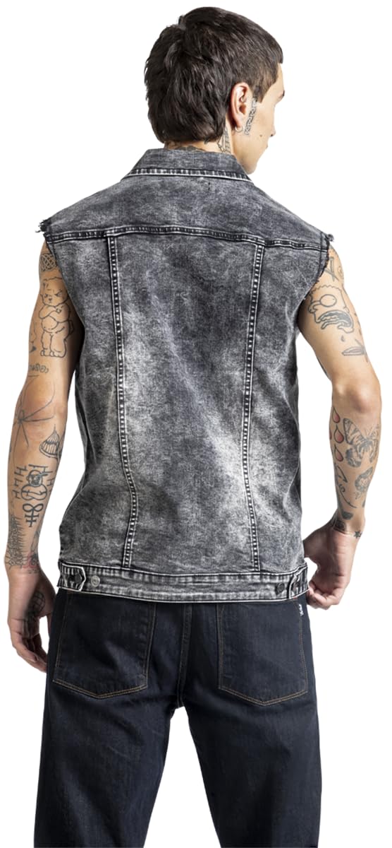 black-premium-by-emp-herren-jeansweste-grau-destroyed-rmellos image 7