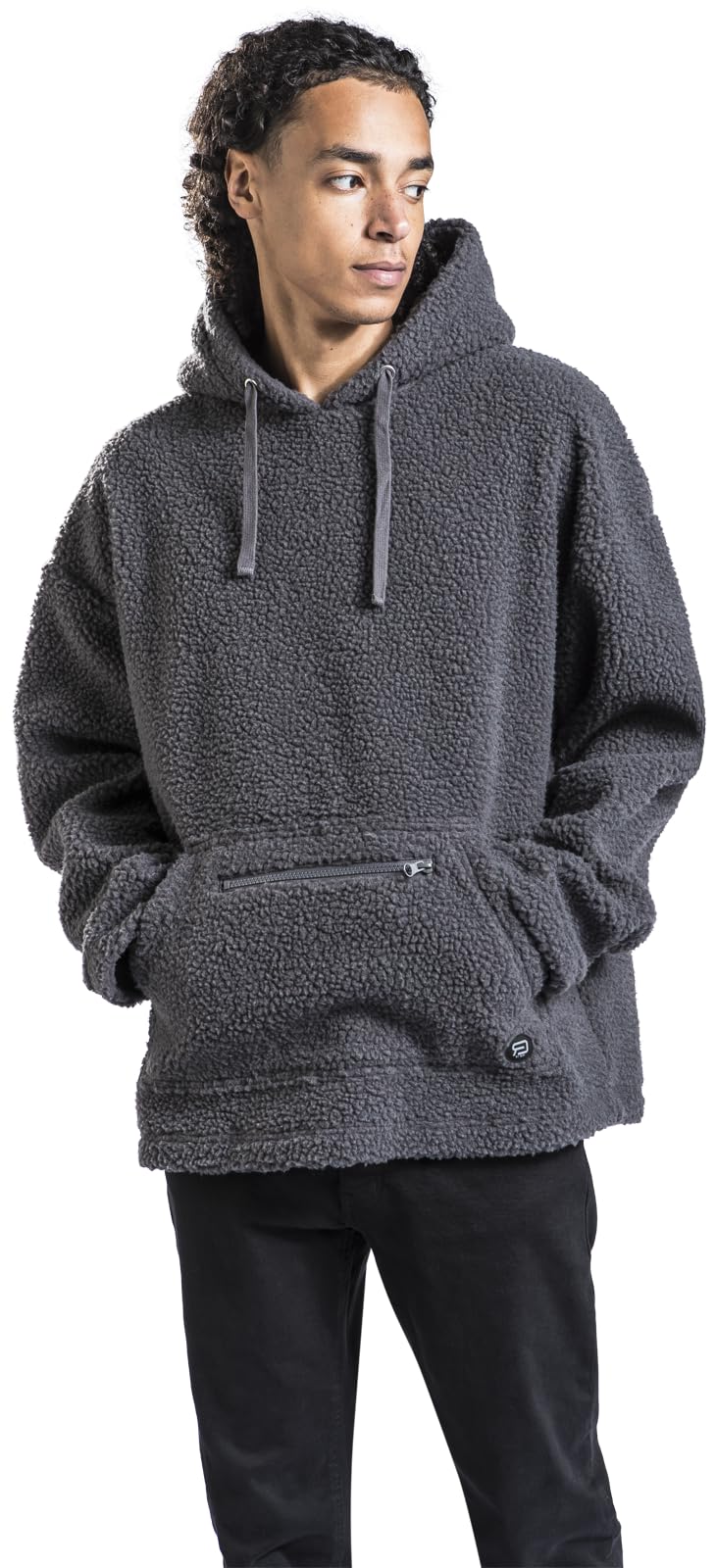 red-by-emp-grauer-kapuzenpullover-teddyfell-herren-hoodie image 2