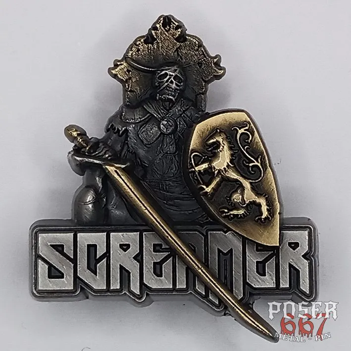 poser667-screamer-kingmaker-3d-pin-anstecker-antik-silber-5cm image 1
