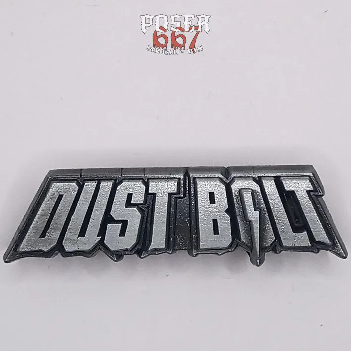 dust-bolt-logo-3d-pin-metall-antik-silber-6-cm image 1