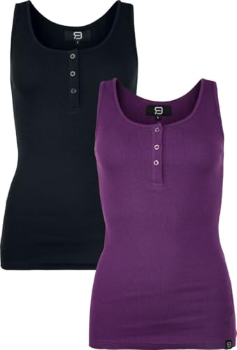 red-by-emp-damen-basic-top-schwarz-lila-mit-knopfleiste image 5