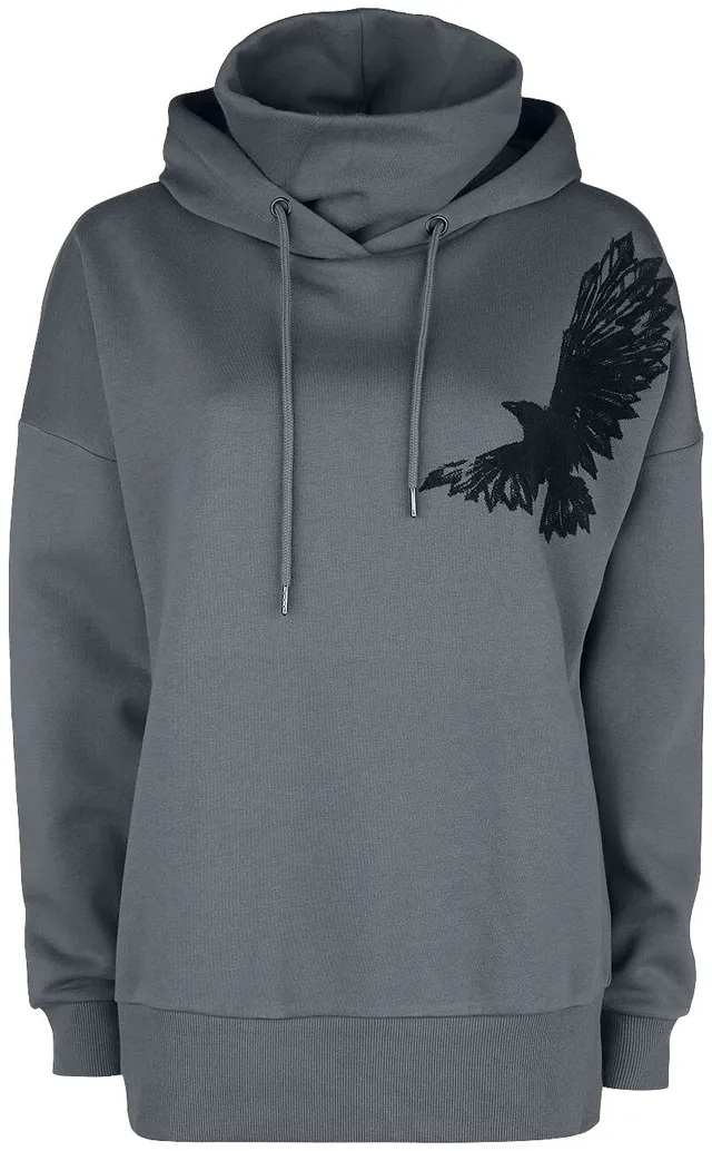 black-premium-by-emp-kapuzenpullover-damen-grau-gr-l-mit-kragen image 1