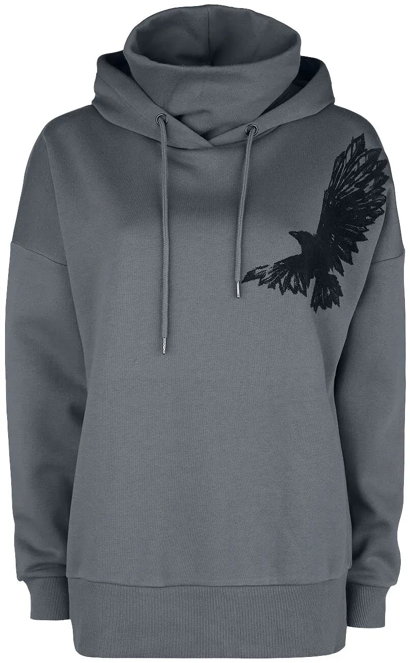black-premium-by-emp-kapuzenpullover-damen-grau-gr-l-mit-kragen image 1