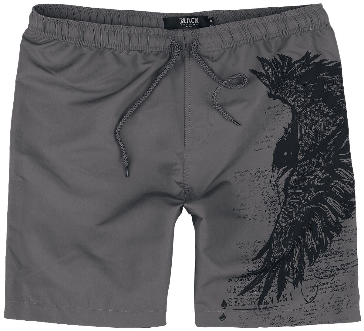 black-premium-by-emp-graue-badeshorts-raben-print-herren image 1