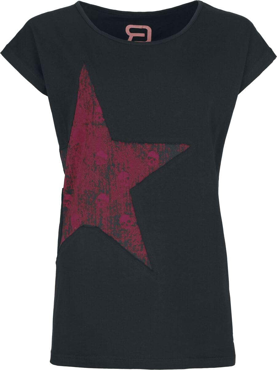 red-by-emp-basic-t-shirt-damen-schwarz-sternchen-print-l image 1