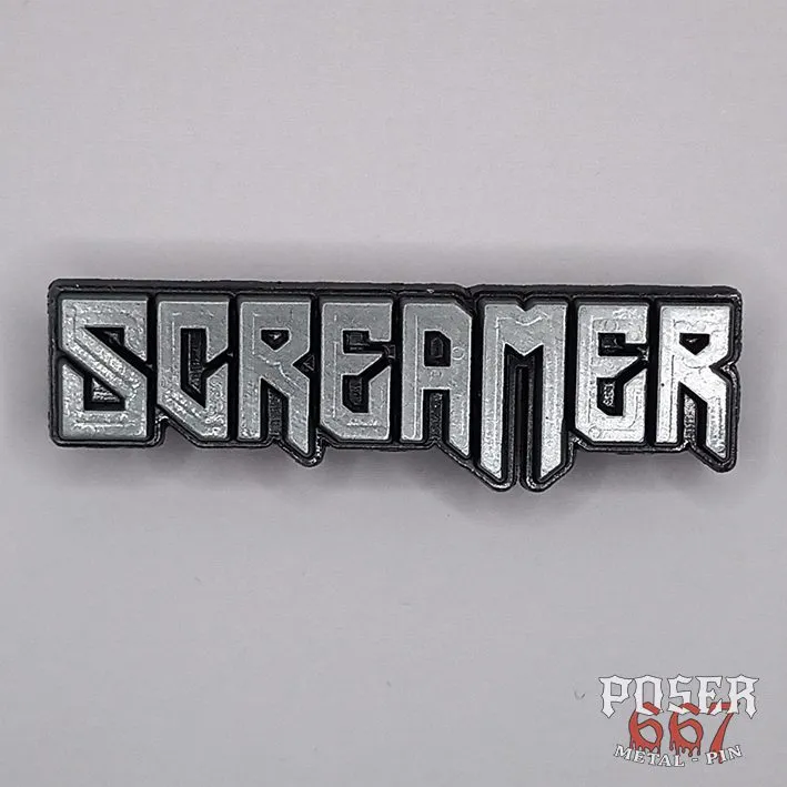 screamer-logo-pin-antik-silber-metallpin-6-5-cm image 1