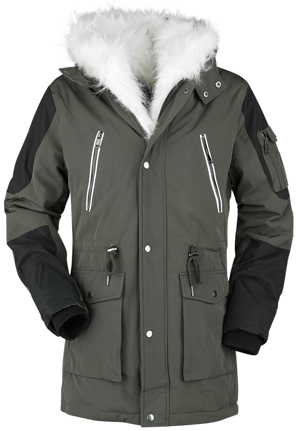black-premium-by-emp-herren-winterjacke-oliv-kunstfellkragen image 3