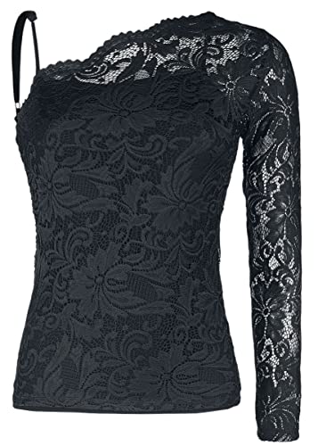 black-premium-by-emp-schwarzes-one-shoulder-spitzen-shirt-m image 6