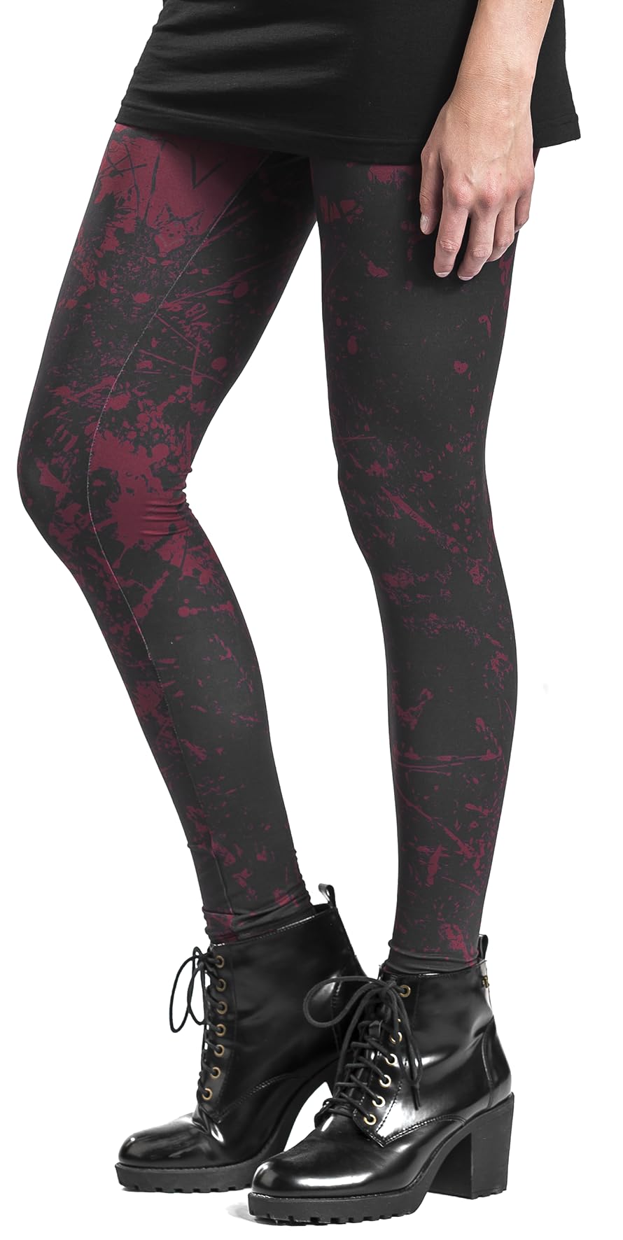 black-premium-by-emp-dunkelrote-leggings-allover-print-m image 7