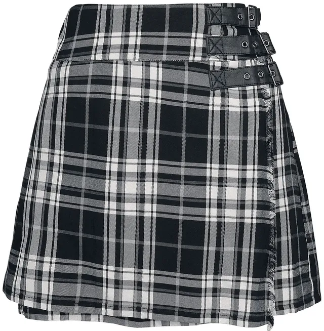 black-premium-kilt-damen-rock-kariert-schwarz-grau-kurz image 1