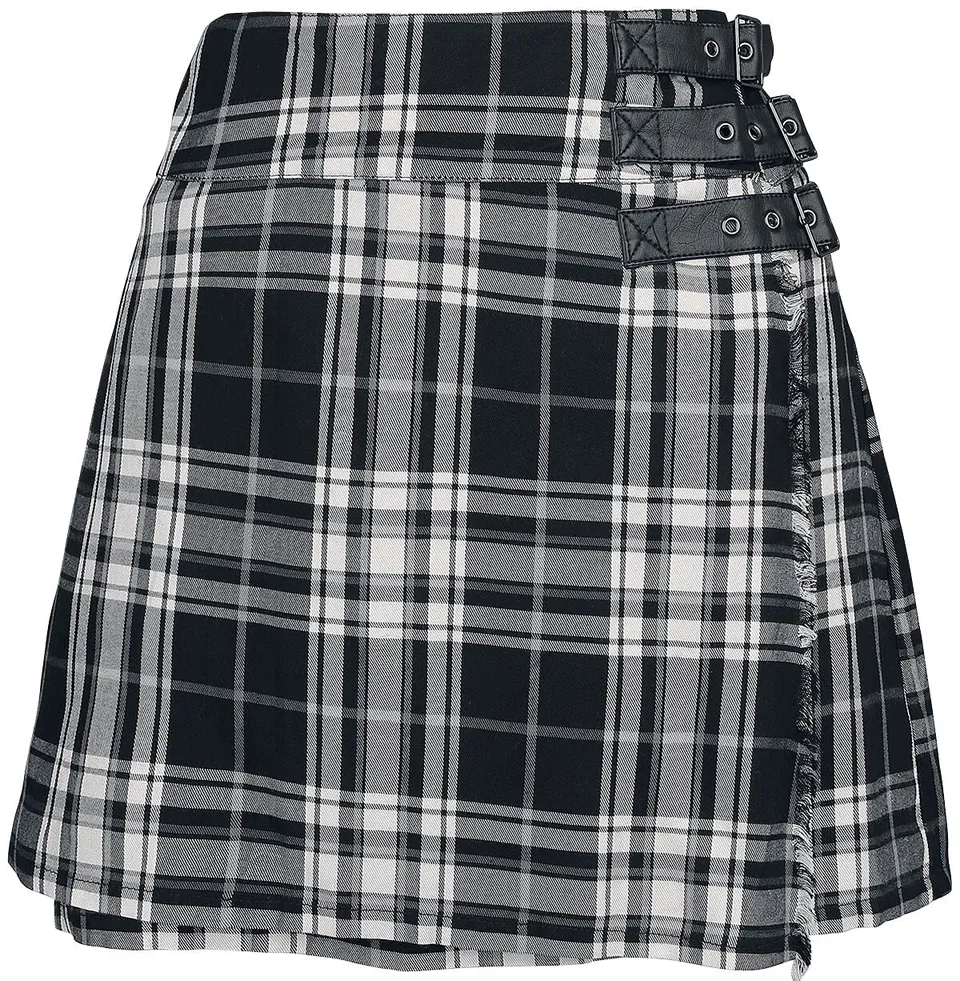 black-premium-kilt-damen-rock-kariert-schwarz-grau-kurz image 1